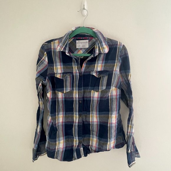 AEROPOSTALE Women's Button-Up Plaid Shirt, L - Picture 1 of 3